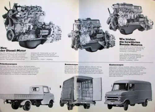 Opel Blitz Diesel Modellprogramm 1969 Lastwagen-Prospekt (10345)