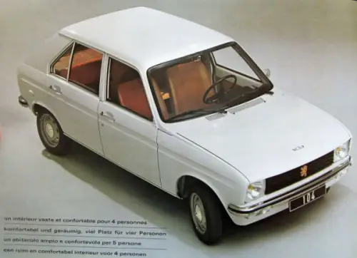 Peugeot 104 Modellprogramm 1973 Automobilprospekt (10346)