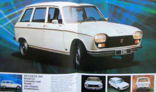 Peugeot 204 Modellprogramm 1975 Automobilprospekt (10349)