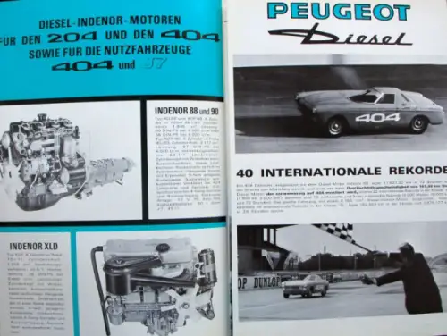 Peugeot Diesel Indenor Modellprogramm 1968 Automobilprospekt (10352)
