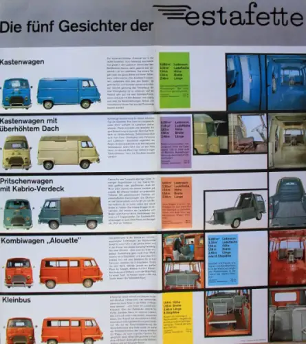 Renault Estafette Modellprogramm 1964 Automobilprospekt (10355)