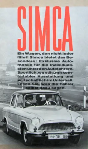 Simca Aronde Modellprogramm 1958 Automobilprospekt (10356)