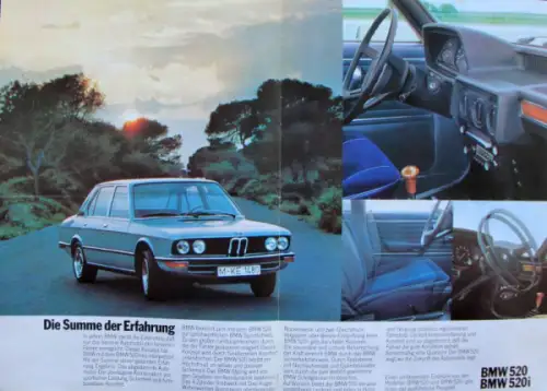 BMW 520 Modellprogramm 1972 "Die Summe der Erfahrung" Automobilprospekt (10357)