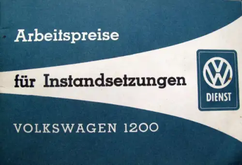 Volkswagen Käfer 1200 Modellprogramm 1963 Arbeitspreise (10358)