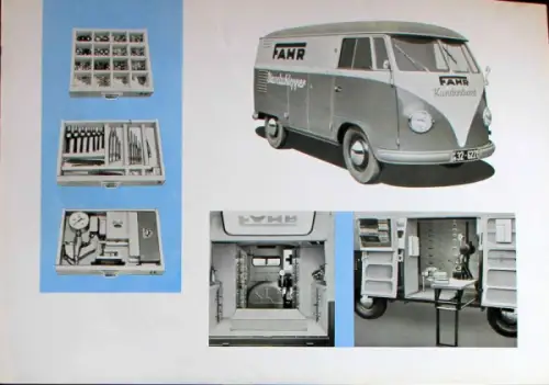 Volkswagen T1 Transporter Modellprogramm 1958 "Werbebeschriftungen" Automobilprospekt (10359)