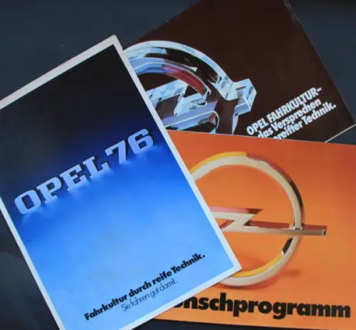 Opel Modellprogramm 1976 drei Automobilprospekte (10368)