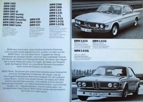 BMW Modellprogramm 1971 Automobilprospekt (10369)
