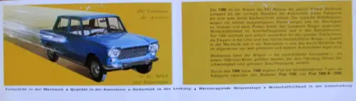 Fiat 1300 - 1500 Modellprogramm 1964 Automobilprospekt (10371)