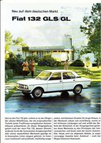 Fiat 132 GLS Modellprogramm 1974 Automobilprospekt (10372)