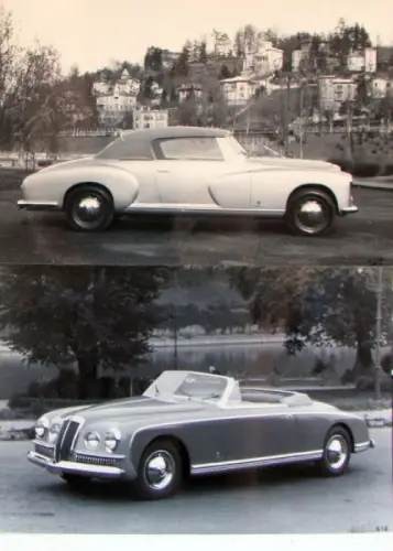 Lancia Aurelia Pininfarina Cabriolet 2 Posti 1954 zwei Werksfotos (10388)