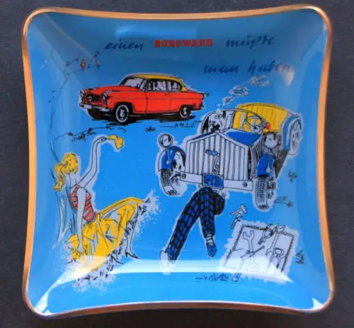 Borgward Aschenbecher 1956 "Einen Borgward müsste man haben" Glas (10401)