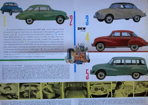DKW 3=6 Modellprogramm 1959 "Der grosse DKW" Automobilprospekt (10409)