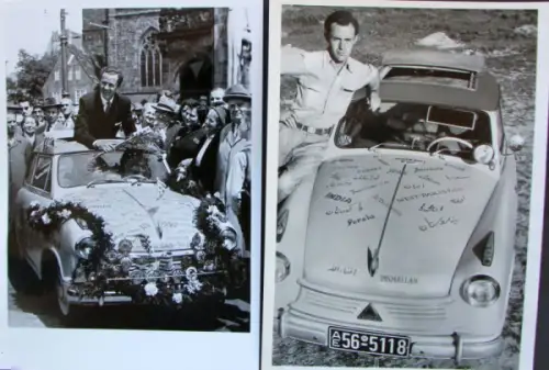 Lloyd LP 600 Olympia Weltfahrt 1956 drei Werksfotos (10424)