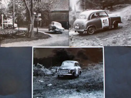 Lloyd Fahrzeuge bei der Deutschlandfahrt 1954 drei Werksfotos (10425)