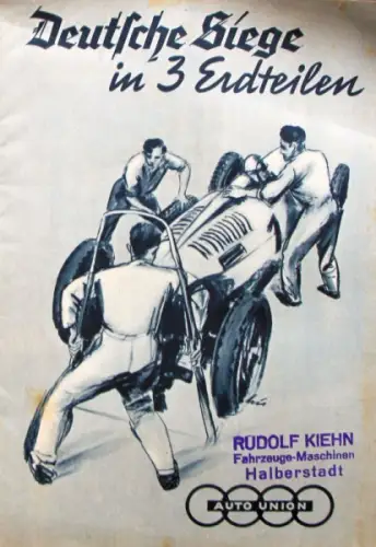 Auto-Union Modellprogramm 1937 "Deutsche Siege in 3 Erdteilen" Automobilprospekt (10443)