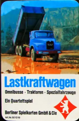 Berliner Spielkarten "Lastkraftwagen" 1972 Kartenspiel  (10505)