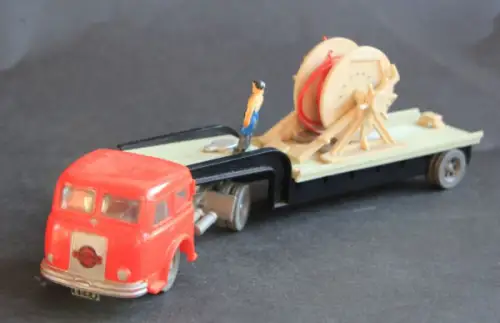 Siku Henschel Lastwagen mit Kabelauflieger V152 Plastikmodell 1960 (10549)
