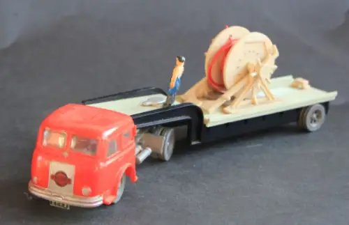 Siku Henschel Lastwagen mit Kabelauflieger V152 Plastikmodell 1960 (10549)
