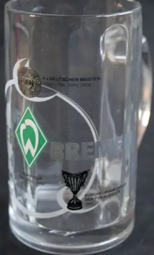 Werder Bremen Bierkrug 2005 "Erfolge" 0,5 Liter Glas (10562)