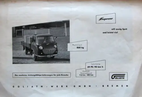 Goliath Express Modellprogramm 1954 Automobilprospekt (10563)