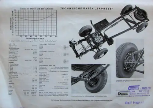 Goliath Express Modellprogramm 1954 Automobilprospekt (10563)