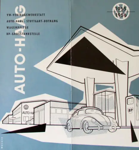 Volkswagen Käfer Modellprogramm 1956 "Auto-Haag Vertragswerkstatt" Automobilprospekt (10564)