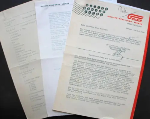 Goliath Bundeswehr-Jeep 1958 Schriftverkehr (10567)