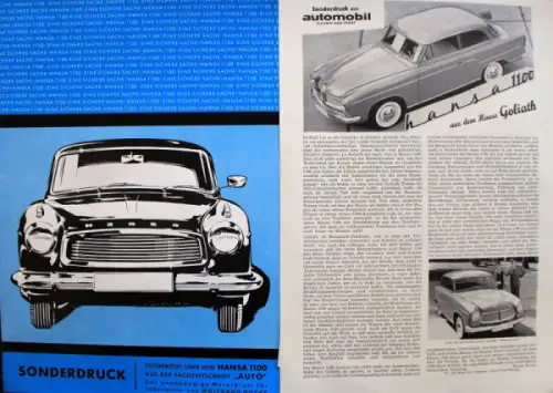 Goliath Modellprogramm 1959 siebzehn Automobilprospekt Sonderdrucke (10570)