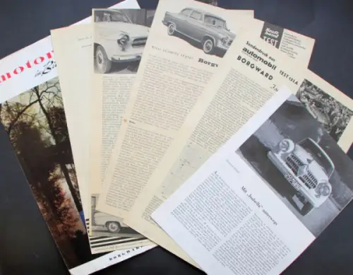 Borgward Modellprogramm 1957 sechs Automobilprospekt Sonderdrucke (10571)