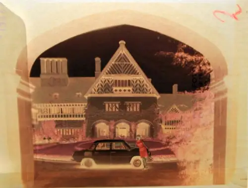 Skoda 1000 MB vor Schloss Cecilienhof Potsdam 1968 Pressenegativ (10574)