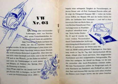 Volkswagen Käfer Modellprogramm 1952 "12x um die Erde" Automobilprospekt (10590)