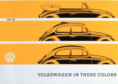 Volkswagen Käfer Modellprogramm Farbkarten 1961 Automobilprospekt (10635)