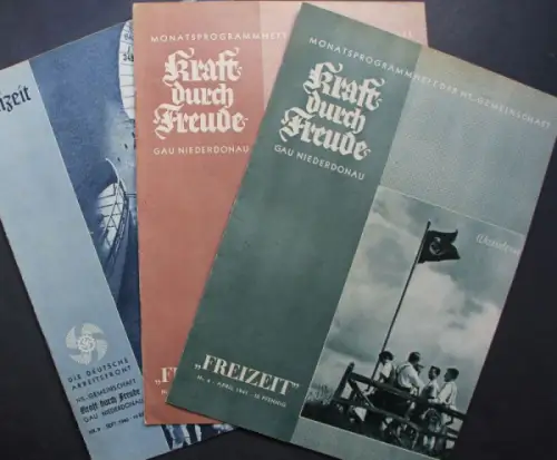 Volkswagen "Kraft durch Freude - Freizeit" 1940 drei Gesellschaftsmagazine mit VW KdF-Bericht (10646)