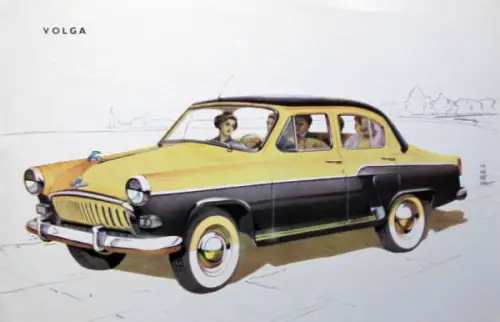 Moskwitsch Volga Modellprogramm 1959 Automobilprospekt (10655)