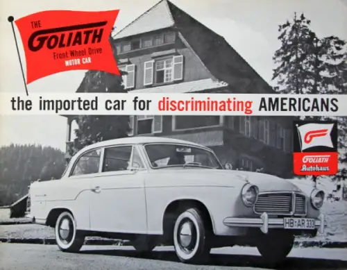 Goliath Modellprogramm 1956 "For discriminating Americans" Automobilprospekt (10656)