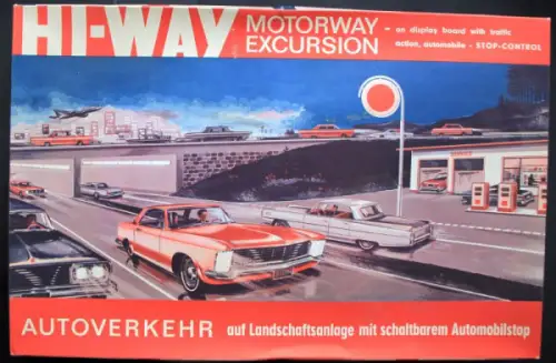 Wimmer "Hi-Way Motorway Excursion" 1963 Verkehrsbahn mit BV-Aral Tankstelle und zwei Fahrzeugen in Originalkarton (10662)