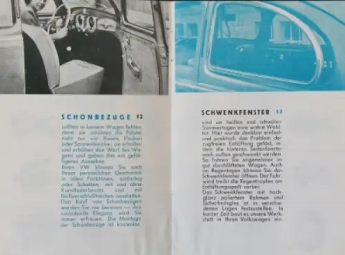 Volkswagen Käfer Modellprogramm 1958 "Praktisches Zubehör" Automobil-Zubehörprospekt (5241)