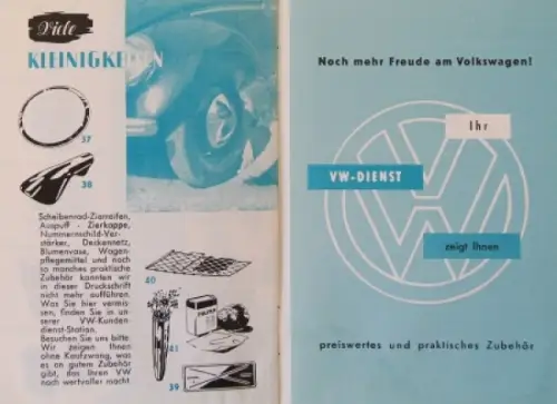 Volkswagen Käfer Modellprogramm 1958 "Praktisches Zubehör" Automobil-Zubehörprospekt (5241)