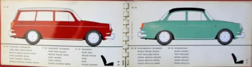 Volkswagen 1500 Modellprogramm 1965 Farbkartenmappe (10673)