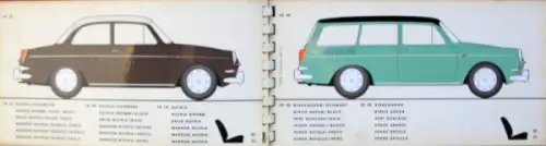 Volkswagen 1500 Modellprogramm 1965 Farbkartenmappe (10673)