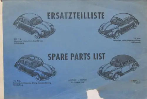 Volkswagen Käfer Ersatzteilliste 1950 (10691)