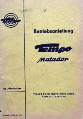 Tempo Matador 1957 Betriebsanleitung (10697)