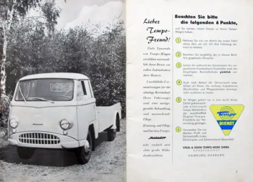 Tempo Matador 1957 Betriebsanleitung (10697)