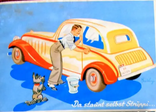 Agfa-Viskose Autoschwamm 1938 Werbepostkarte (10726)