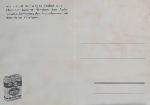 Agfa-Viskose Autoschwamm 1938 Werbepostkarte (10726)