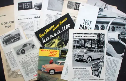 Goliath Modellprogramm 1958 Testberichte Anzeigen-Konvolut (10736)