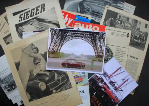 Borgward Modellprogramm 1955 Testberichte, Poster und Foto-Konvolut (10737)