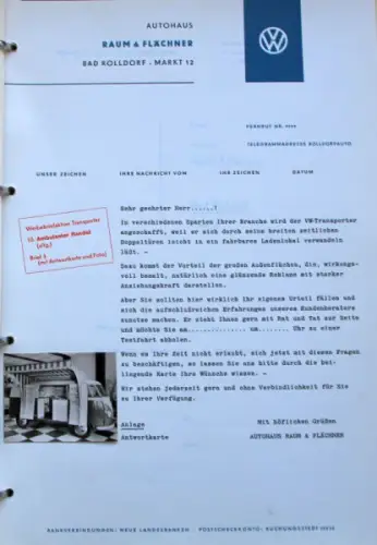 Volkswagen Musterbriefe 1958 im Originalordner (10743)