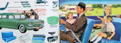 Chevrolet Corvair Modellprogramm 1961 "Custom Features" Automobilprospekt (10754)