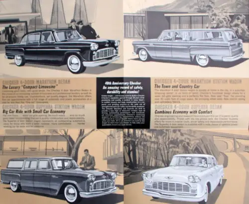 Checker Modellprogramm 1962 "40th Anniversary" Automobilprospekt (10756)